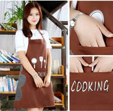 Women Wipeable Kitchen Apron, Enlarged Pocket Waterproof Oil-Proof Coffee Pinafore, Cooking Baking  Adult Bib, Kitchen Bib Aprons For Women & Men